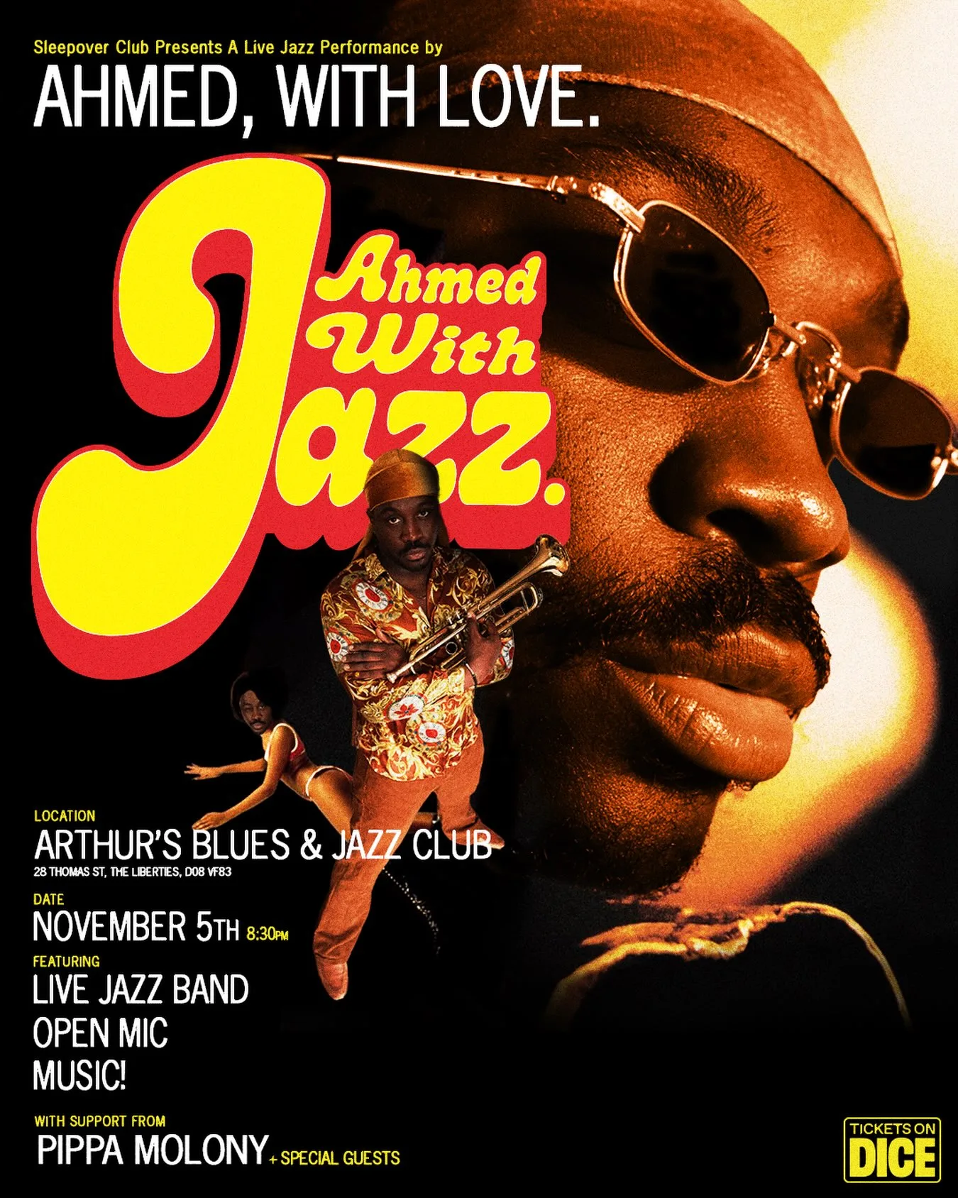 Ahmed, with Jazz! + Pippa Molony + Open Mic poster